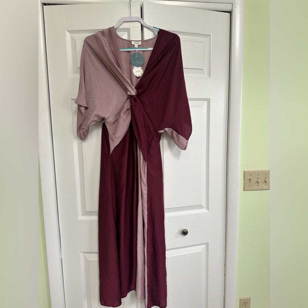 Two tone drape silky dress